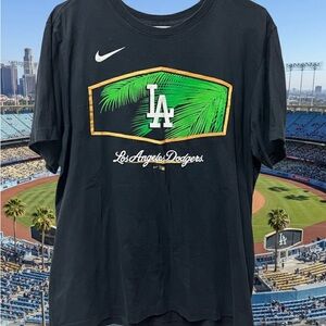 Nike Black T-Shirt with Green Palm and LA Dodgers Logo